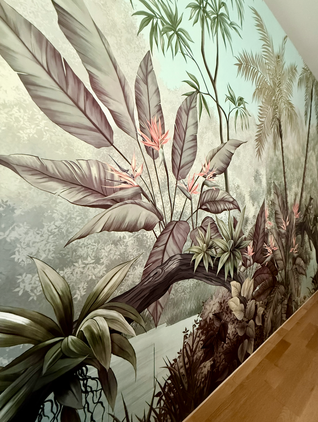 Kreativtechnik Wandbild mit tropischen Pflanzen und Blüten im Dschungel-Motiv